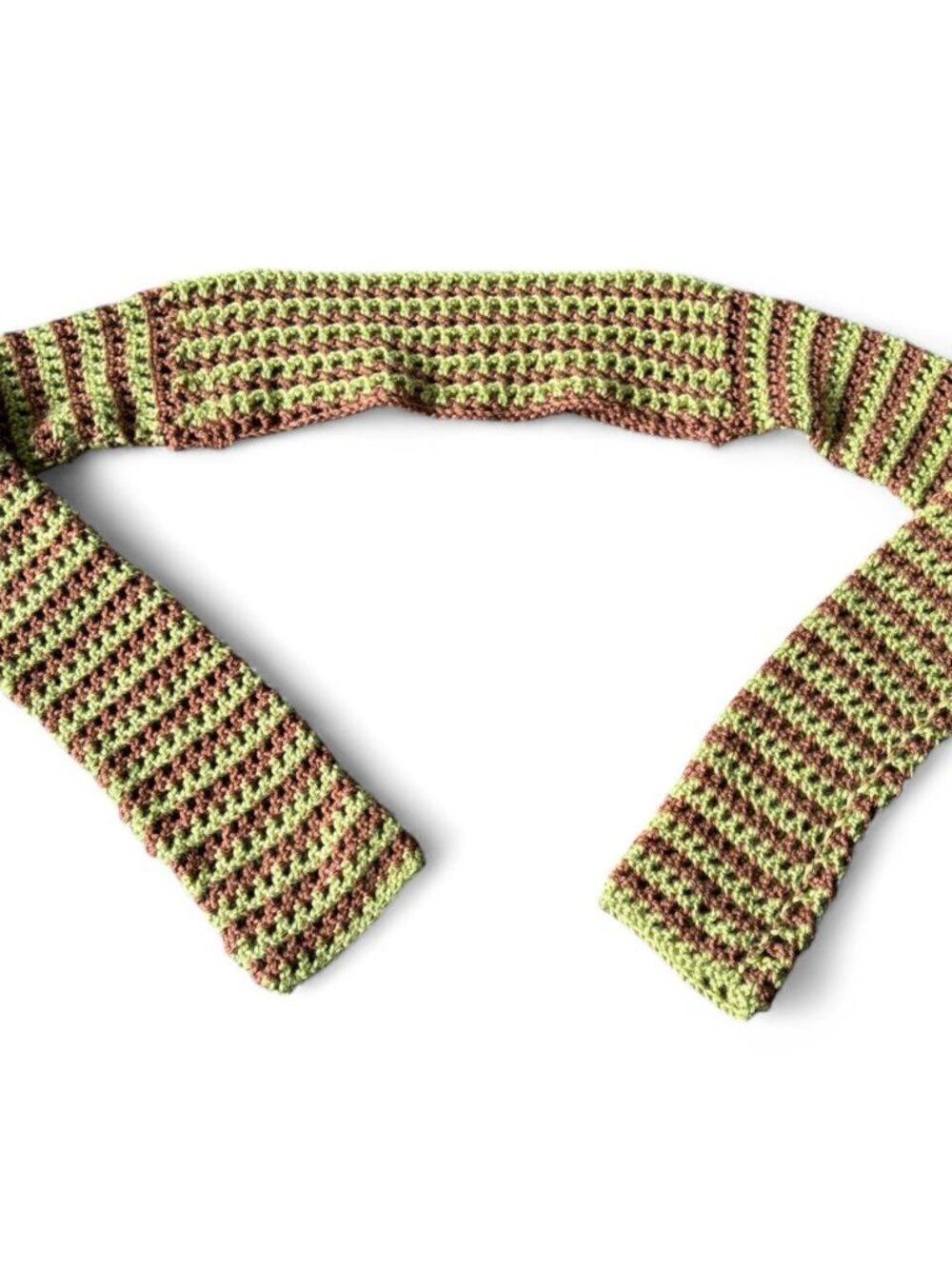 Handmade crochet bolero with green and brown stripes  Size xs   Cottage cottagec